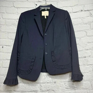 Rebecca Taylor Blazer Ruffle Spring Suiting Navy Jacket Women’s size 6